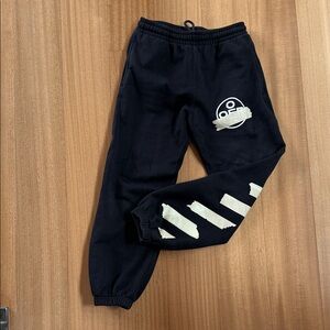 Off White Black Cotton Tape Logo Sweatpants Size M